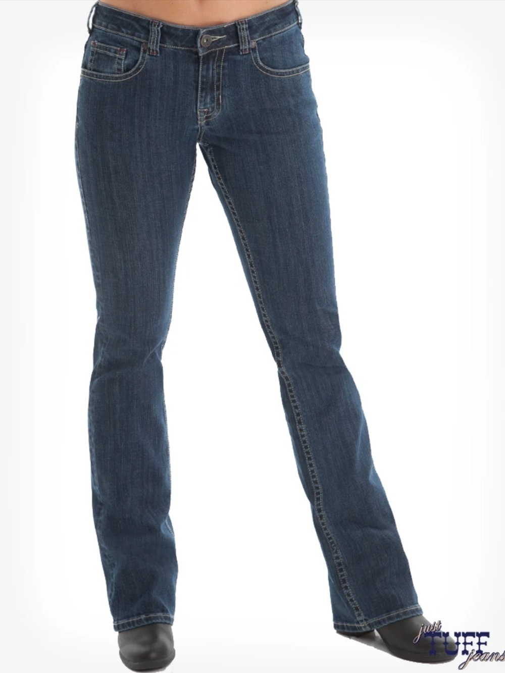 Cowgirl Tuff Mid Rise Bootcut Jeans Women’s 32x33 Medium Wash Stretch Western